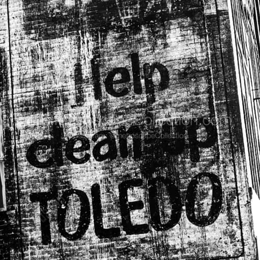 Matte Black WOOD Framed Black and White Toledo Photograph: Help Clean Up Toledo in a Square Matte Black Wood Frame