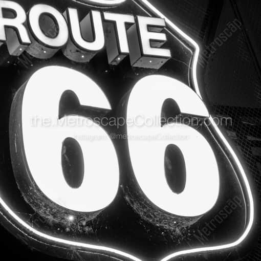 Close-up of Route 66 Sign -- Tulsa Black and White Framed Photos