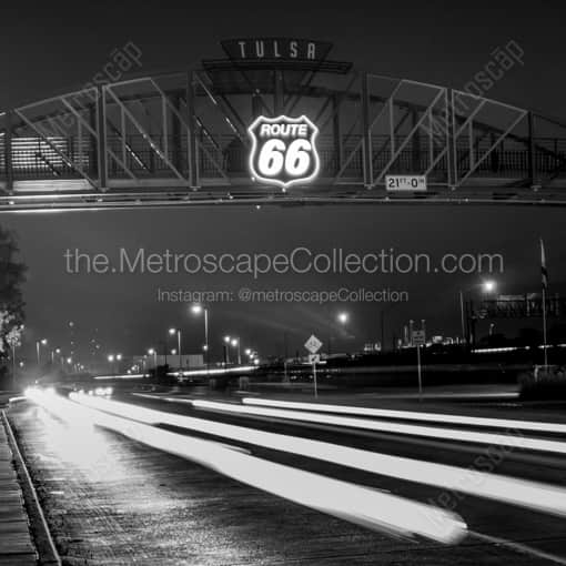 Route 66 Through Tulsa Oklahoma -- Tulsa Black and White Framed Photos