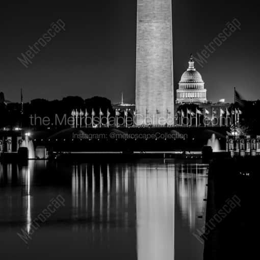 The Reflecting Pool and Washington Monument -- Washington DC Black and White Framed Photography
