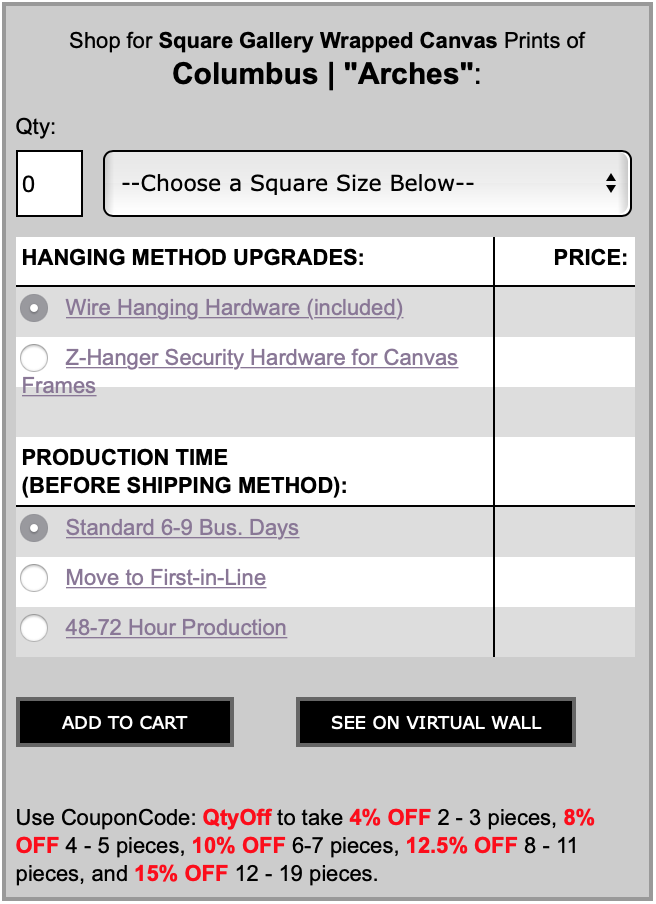 screen-shot of gallery wrapped canvas upgrades