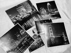 Photographic Paper Prints Only of photos of The Boardman Park Gazebo at Night in black and white.