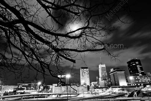 The Akron Skyline from Glendale Park -- Akron Black and White Photos