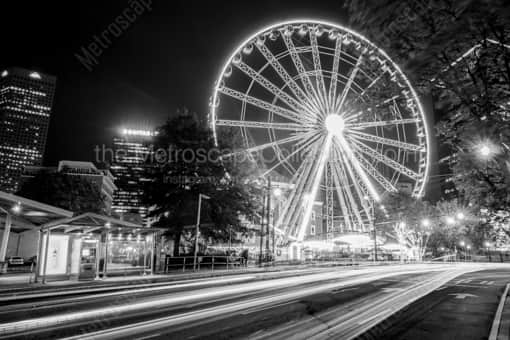 Atlanta Black and White Photography of The Skyview Atlanta Ferris Wheel at Night The Skyview Atlanta Ferris Wheel at Night -- Atlanta Black and White Photography