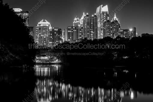 Atlanta Black and White Photography of The Midtown Atlanta Skyline from Piedmont Park at Night The Midtown Atlanta Skyline from Piedmont Park at Night -- Atlanta Black and White Photography