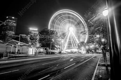 Atlanta Black and White Photography of The Skyview Atlanta Ferris Wheel near Centennial Olympic Park The Skyview Atlanta Ferris Wheel near Centennial Olympic Park -- Atlanta Black and White Photography