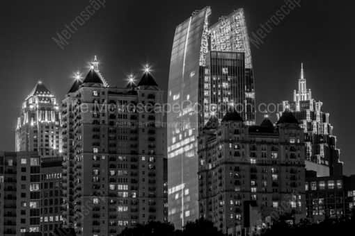 Atlanta Black and White Photography of Symphony Center and the Promenade at Night Symphony Center and the Promenade at Night -- Atlanta Black and White Photography