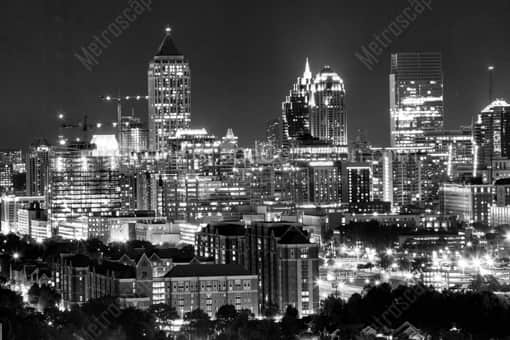 The Midtown Mile at Night -- Atlanta Black and White Photos