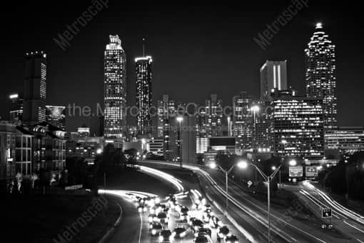 Atlanta Black and White Photography of The Atlanta Skyline from Jackson Street Above Freedom Parkway The Atlanta Skyline from Jackson Street Above Freedom Parkway -- Atlanta Black and White Photography