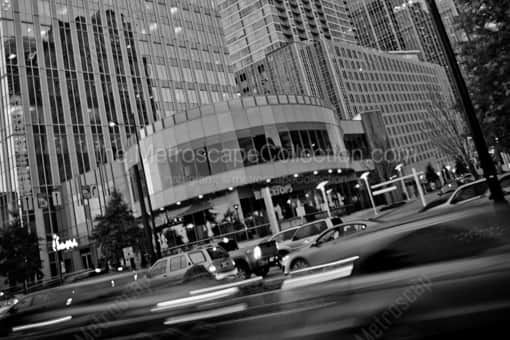Atlanta Black and White Photography of Peachtree Street at Rush Hour in Buckhead Peachtree Street at Rush Hour in Buckhead -- Atlanta Black and White Photography