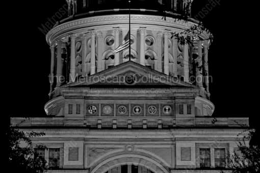 The Texas Statehouse Building -- Austin Black and White Photos
