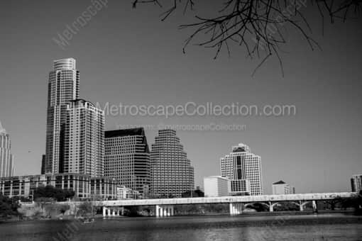 The Austin Skyline in the Afternoon -- Austin Black and White Photos
