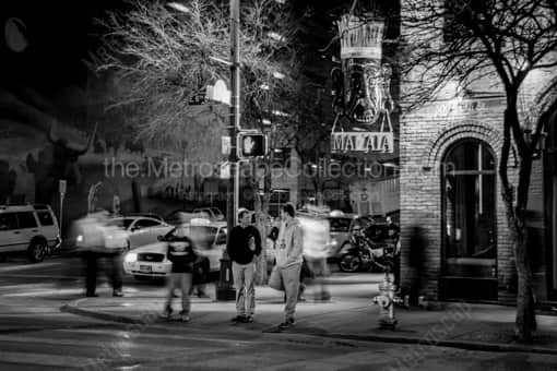 Austin Black and White Photography of People Crossing the Street at Sixth and San Jacinto People Crossing the Street at Sixth and San Jacinto -- Austin Black and White Photography