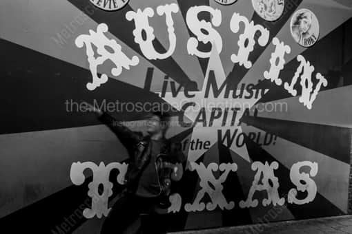 Austin Black and White Photography of The Live Music Capital of the World Mural The Live Music Capital of the World Mural -- Austin Black and White Photography