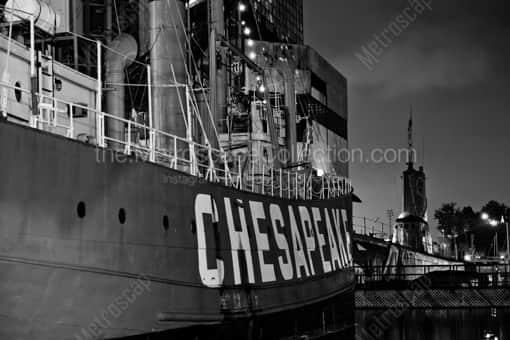 The USS Torsk behind the Chesapeake -- Baltimore Black and White Photos