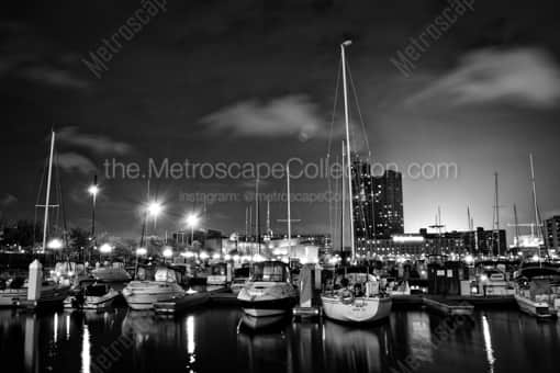 Boats Docked on the Inner Harbor -- Baltimore Black and White Photos