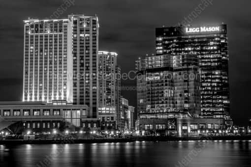 The Inner Harbor East Skyline -- Baltimore Black and White Photos