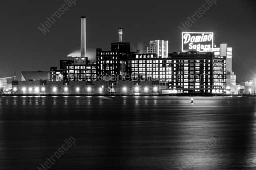 Baltimore Black and White Photography of The Domino Sugars Plant Illuminates the Inner Harbor The Domino Sugars Plant Illuminates the Inner Harbor -- Baltimore Black and White Photography
