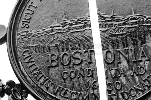 The Seal of Boston on Public Garden Gates -- Boston Black and White Photography