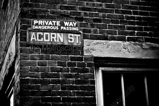 Acorn Street Private Way Sign -- Boston Black and White Photography