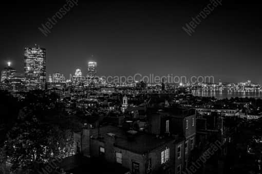 The Back Bay Skyline from Beacon Hill -- Boston Black and White Photography