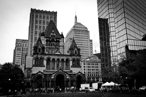 Trinity Church on Copley Square -- Boston Black and White Photography