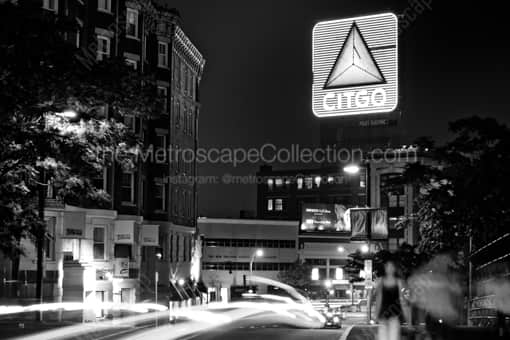 Brookline Ave Deadends Into the Citgo Sign -- Boston Black and White Photography