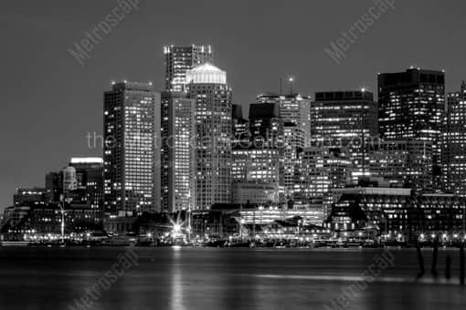 A Sweeping Boston Skyline View from LoPresti Park -- Boston Black and White Photography