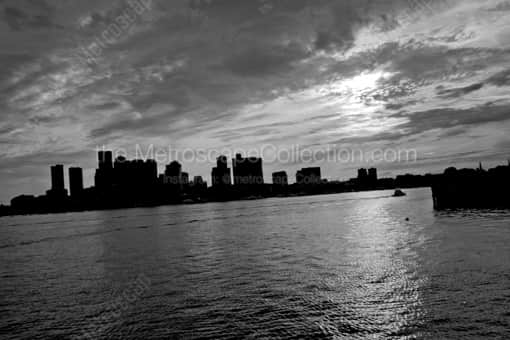 Tug Boat Alone in the Boston Harbor -- Boston Black and White Photography
