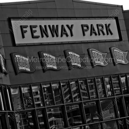 Matte Black WOOD Framed Black and White Boston Photograph: Fenway Park in a Square Matte Black Wood Frame