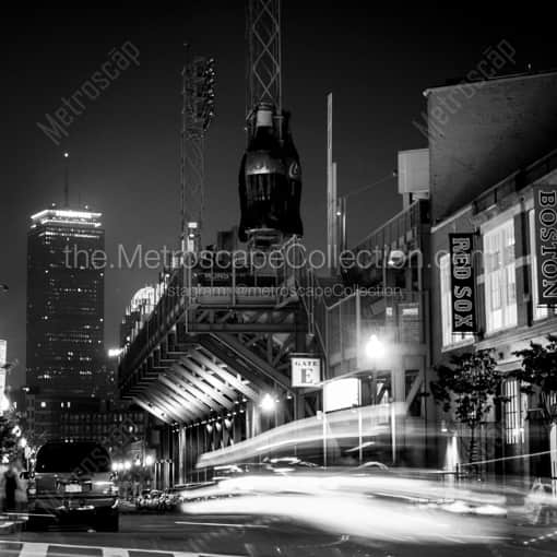 Matte Black WOOD Framed Black and White Boston Photograph: Lansdowne St. and Brookline Ave in a Square Matte Black Wood Frame