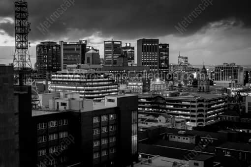 The Cape Town Skyline from District Six -- Cape Town Black and White Photos