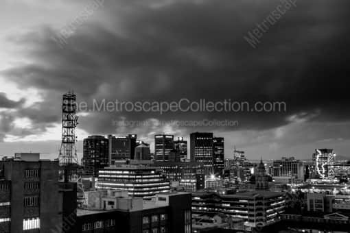 The Cape Town Skyline at Night -- Cape Town Black and White Photos