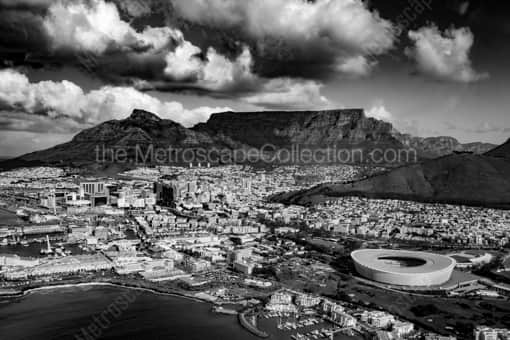 Die Kaapstad stadskom en Skyline -- Cape Town Black and White Photos