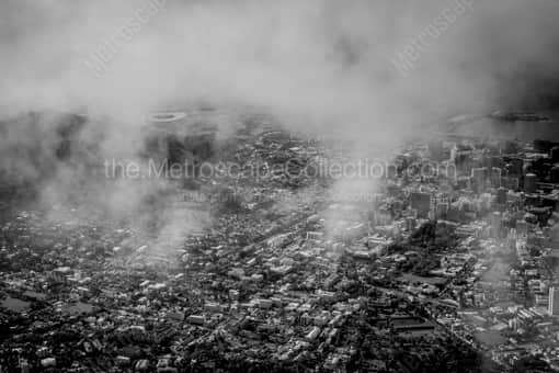 The Cape Town Skyline from Table Mountain -- Cape Town Black and White Photos
