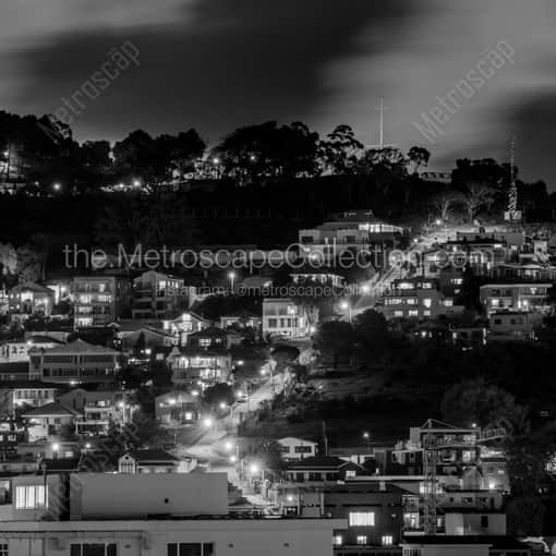 Matte Black WOOD Framed Black and White Cape Town Photograph: The Cape Town Noon Cannon Hill in a Square Matte Black Wood Frame