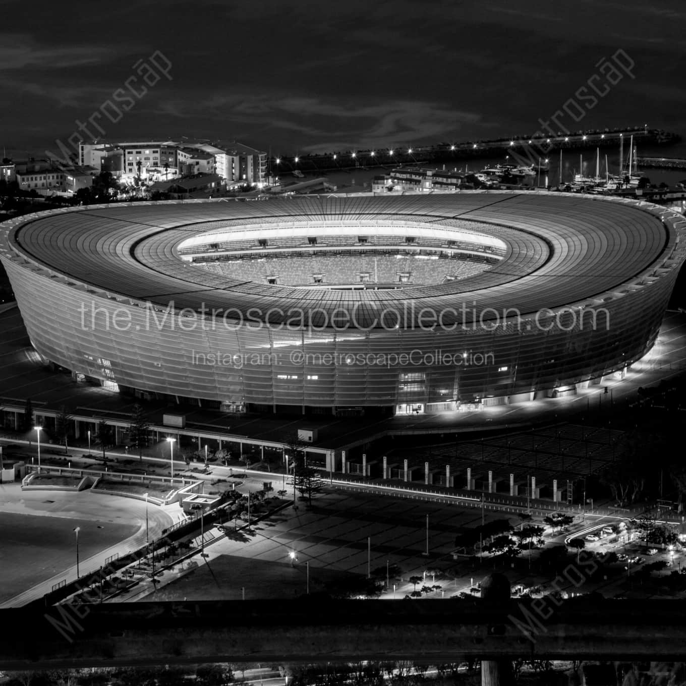 Cape Town Green Point Stadium landscape black and white Photography Cape Town Green Point Stadium landscape black and white Photography square crop