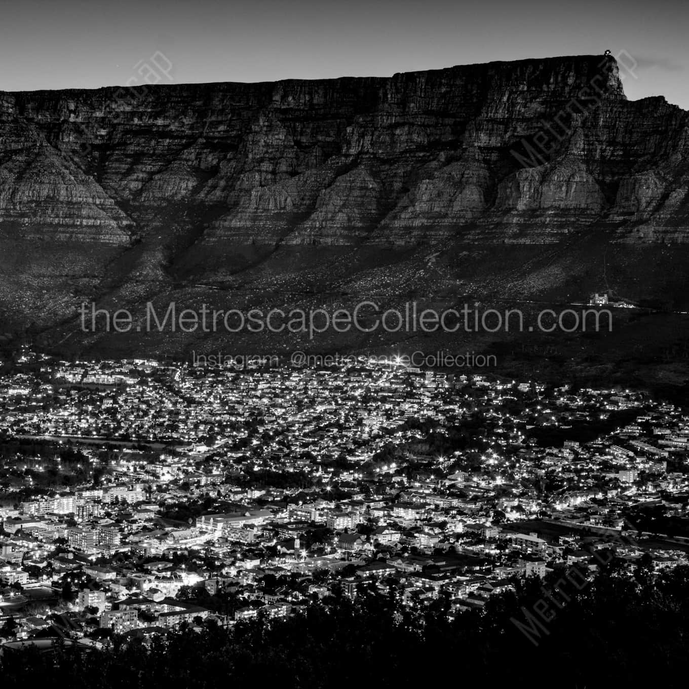 Table Mountain at Dusk landscape black and white Photography Table Mountain at Dusk landscape black and white Photography square crop