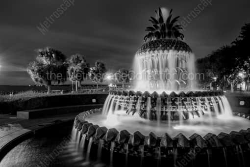 The Pineapple Fountain in Charleston -- Charleston Black and White Photography