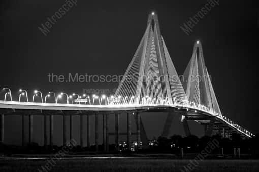 The Ravenel Bridge at Night -- Charleston Black and White Photography