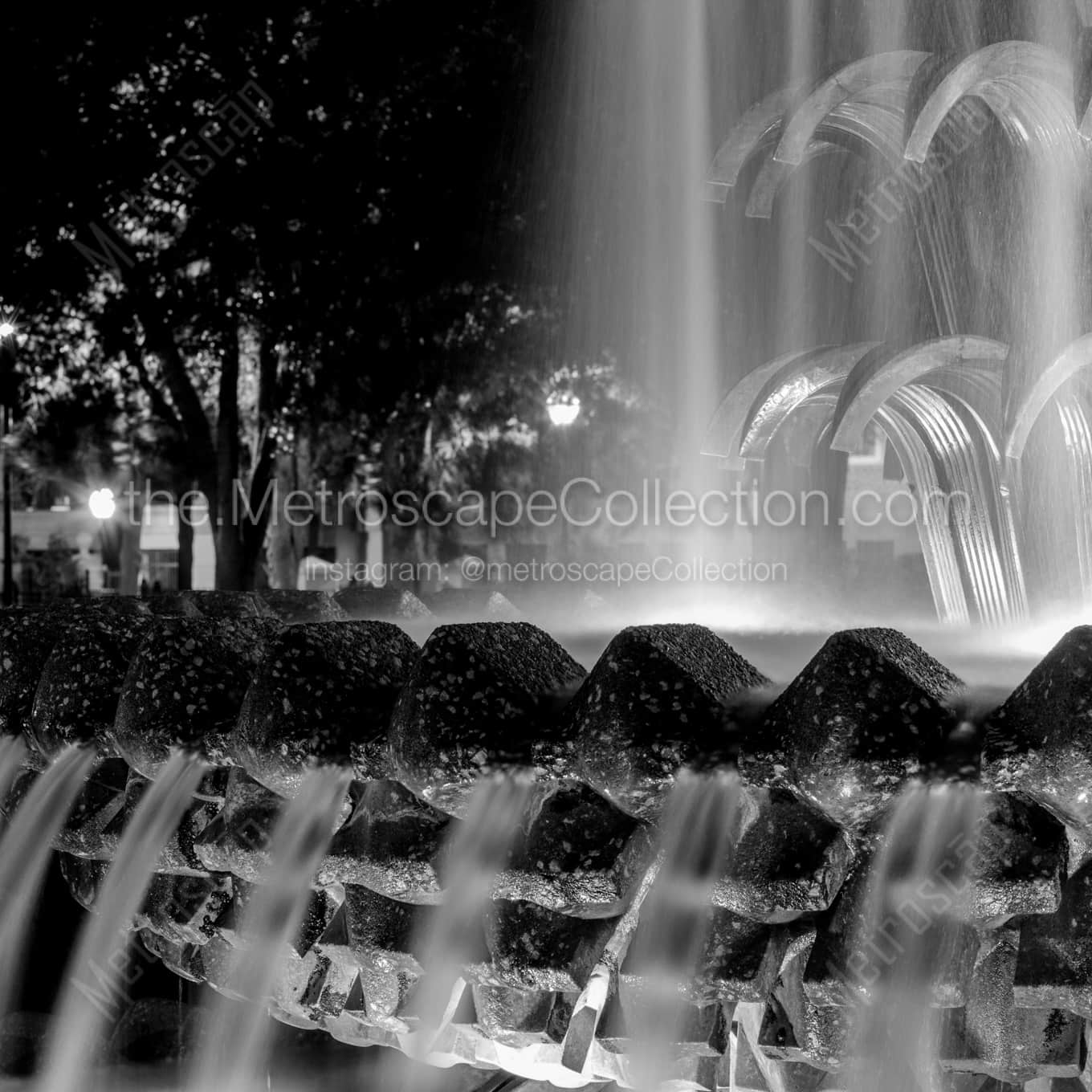A Close Up of the Pineapple Fountain landscape black and white Photography square crop