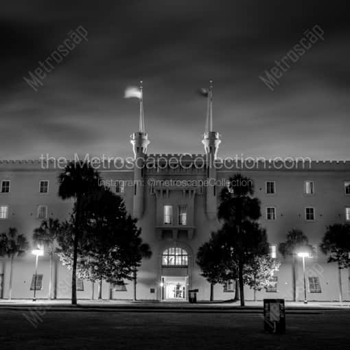 Matte Black WOOD Framed Black and White Charleston Photograph: The Citadel in a Square Matte Black Wood Frame