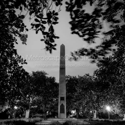Matte Black WOOD Framed Black and White Charleston Photograph: Washington Square park in Charleston in a Square Matte Black Wood Frame