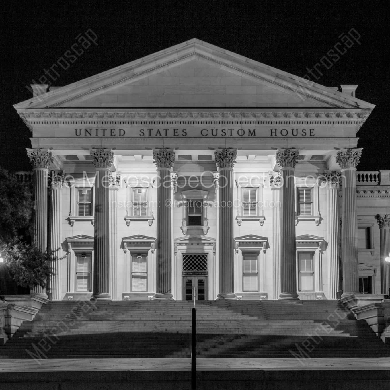 The United States Custom House in Charleston landscape black and white Photography square crop