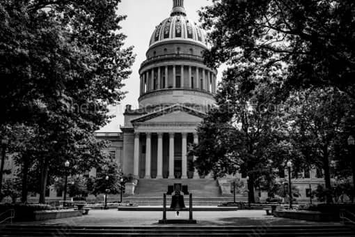 The West Virginia State Capitol Building -- Charleston WV Black and White Photos
