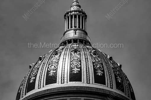 Charleston WV Black and White Photography of The Gold Dome of the West Virginia State Capitol Building The Gold Dome of the West Virginia State Capitol Building -- Charleston WV Black and White Photography