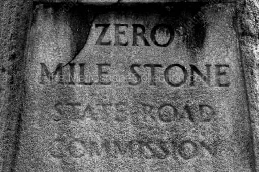 Charleston WV Zero Mile Stone Marker -- Charleston WV Black and White Photos