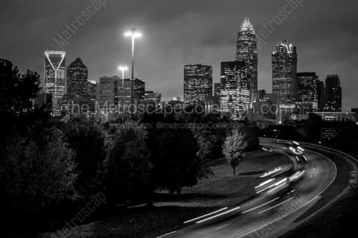 Rush Hour Traffic in Downtown Charlotte -- Charlotte Black and White Photography
