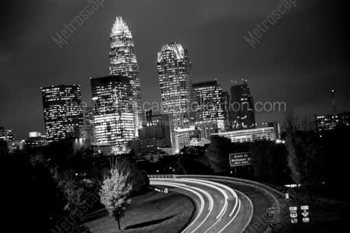 The Downtown Charlotte Skyline -- Charlotte Black and White Photography