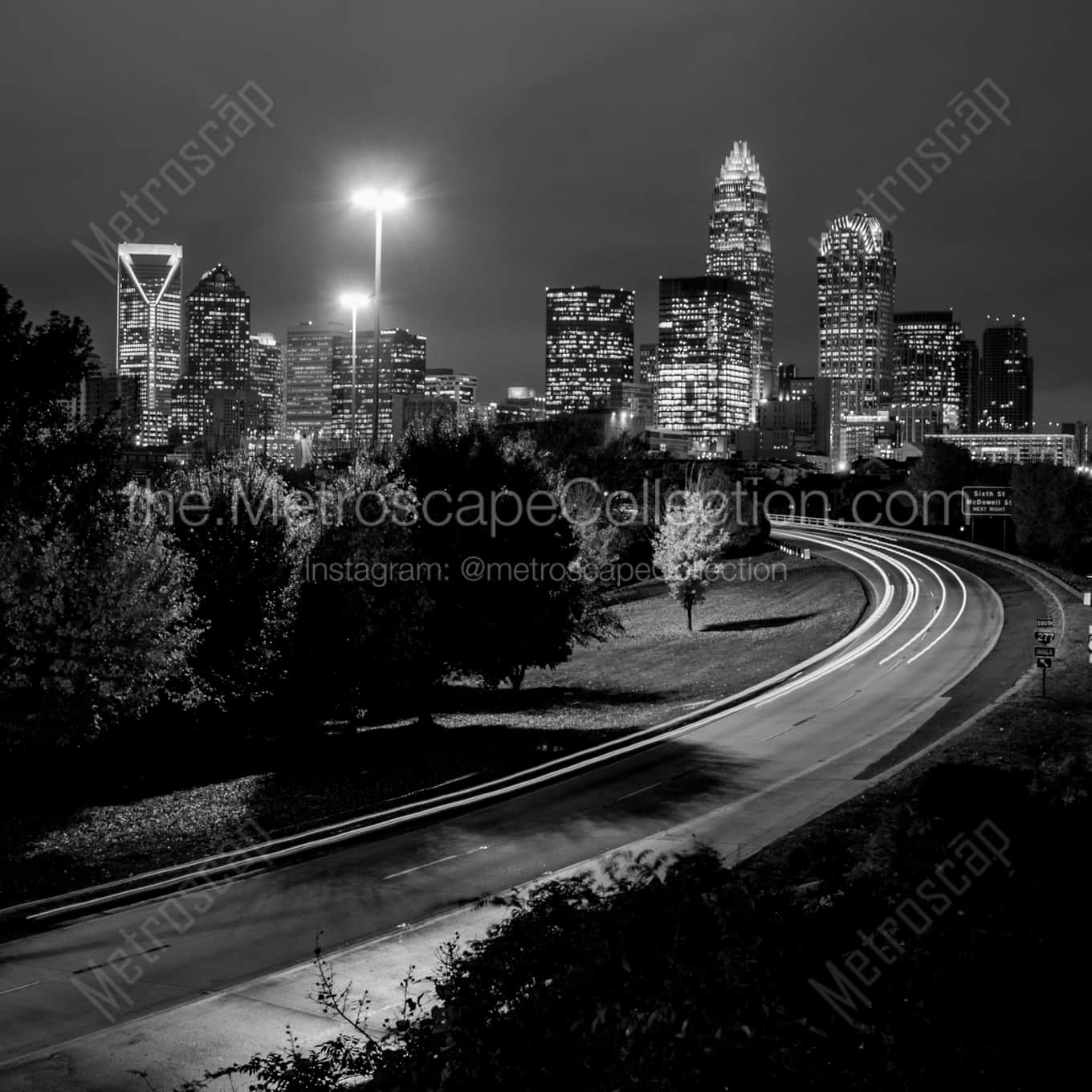 The Charlotte Skyline landscape black and white Photography The Charlotte Skyline landscape black and white Photography square crop